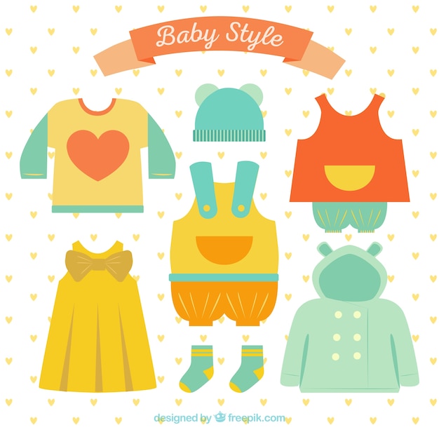 かわいいピンクの女の子アパレルファッショナブルな子供服の鮮やかなベクター コレクション ベクター, 衣服, グラフィック, 物体イラスト画像、PNGフリー素材の、ロイヤリティフリ