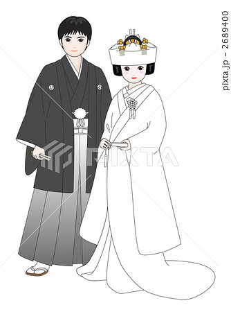 結婚 和式着物紋付羽織袴和装結婚式 - ピクトグラムフリーイラスト素材