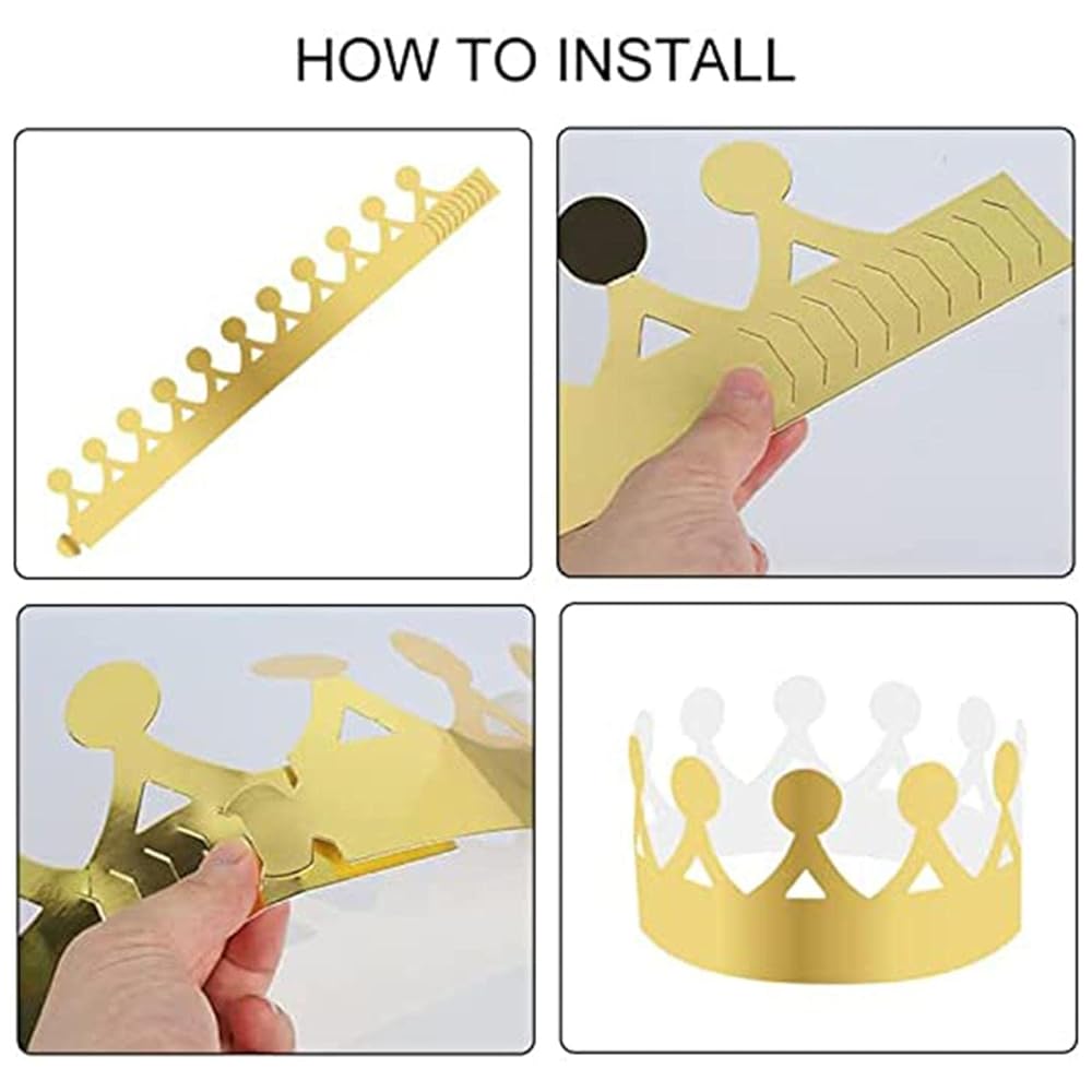 Amazon.co.jp: 紙の誕生日の王冠,20 個の調節可能なゴールド ペーパー クラウン - パーティークラウンペーパーハット 誕生日パーティー、仮装パーティー、お祝いのクラウンパーティー用品の4つのスタイルRojax : おもちゃ