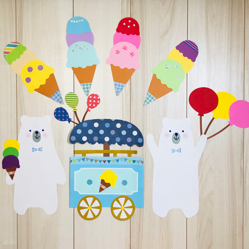 壁面飾り工房本店 壁面装飾・パネルシアター・ペープサート・型紙・知育・保育・介護商品の販売☆壁面飾り工房 横150cm 「動物たちのフラダンス！」７月 ８月 夏 海 幼稚園 保育園 学校 病院 施設 知育 壁面装飾 型紙 製作☆