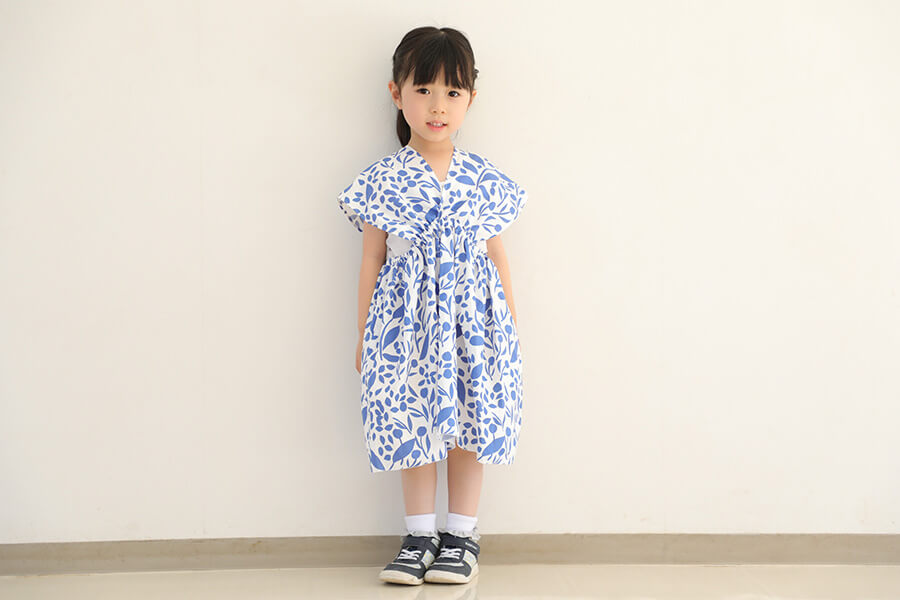 無料型紙 ふんわりセーラーワンピの作り方 110サイズNa sewing