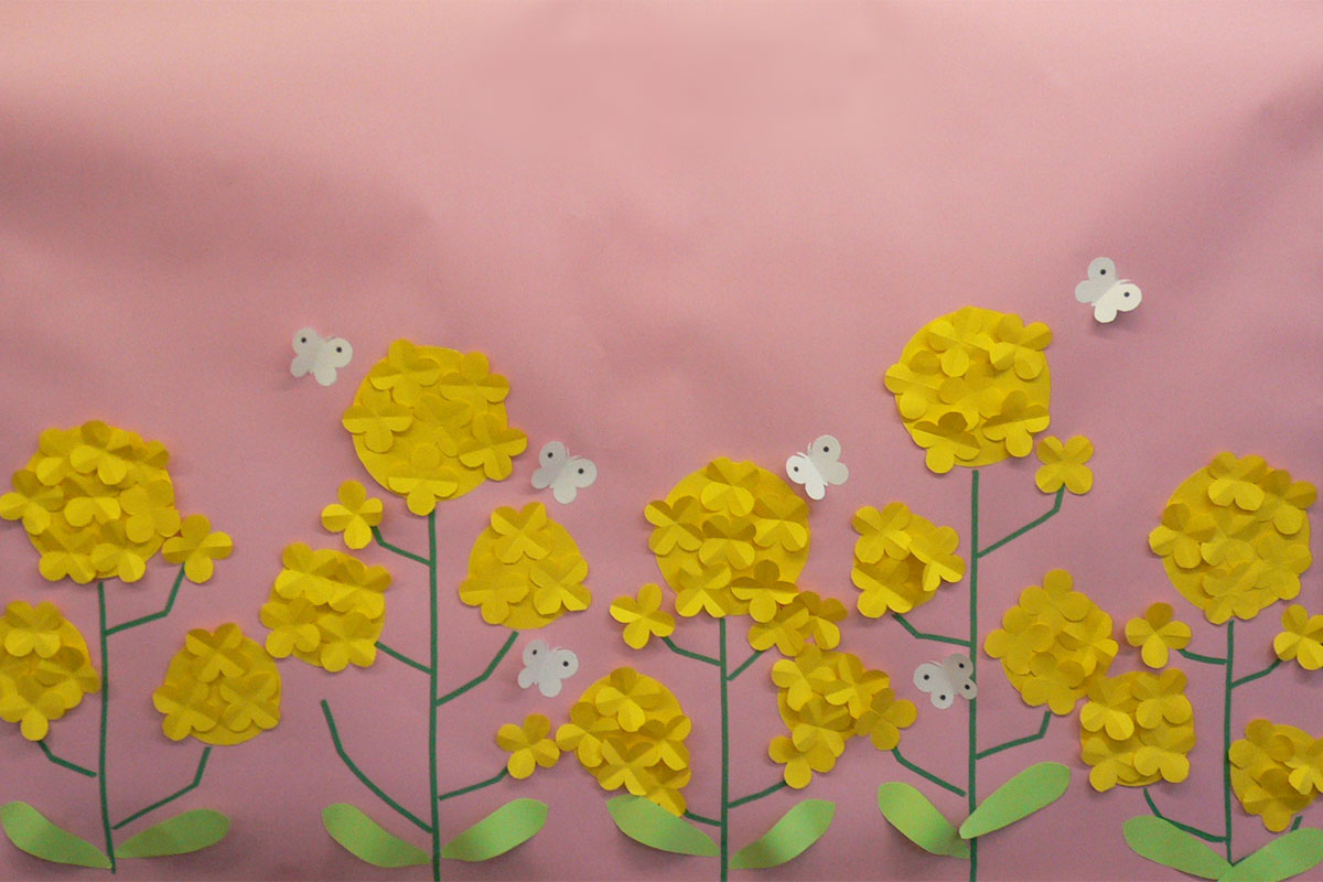 壁面飾り 菜の花12本＋桜4本の通販 by ひー☆製作終了致しました☆ラクマ