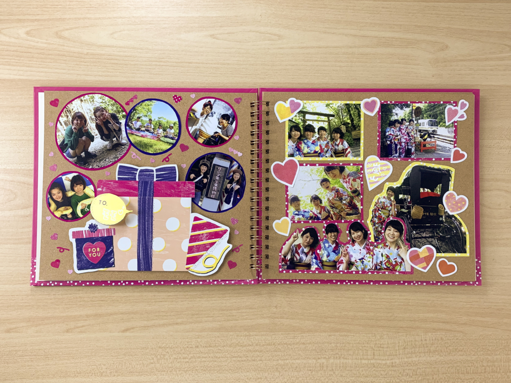 カメラの仕掛けを使った友達の誕生日にぴったりなアルバム 手作りアルバムアルバムキッチン