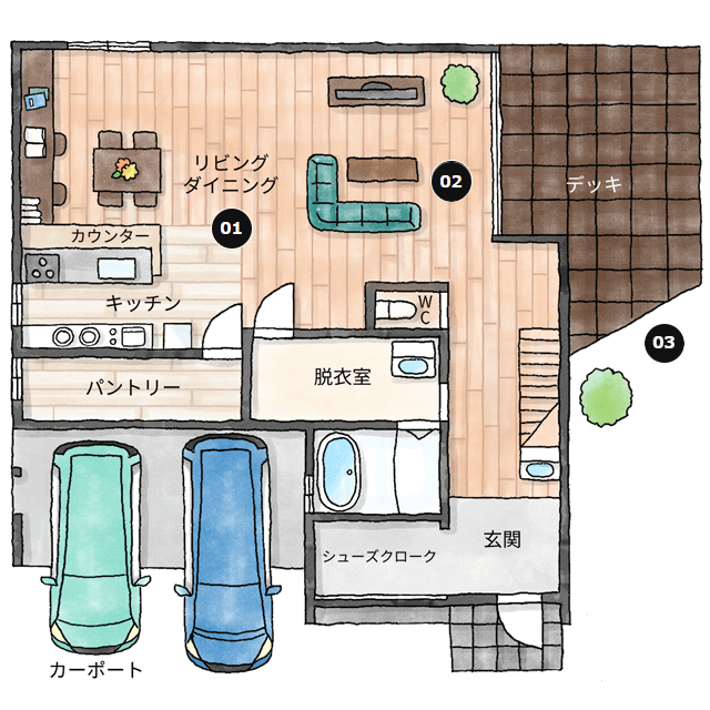 赤ちゃんBonjour ach』１月号部屋の間取り図公式 イラストレーター アライヨウコ Webサイト