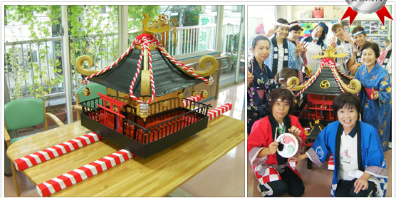 祭りダンボール製おみこし 神輿 全長2ｍ×高さ75cm 軽量 組立て式 園児さん