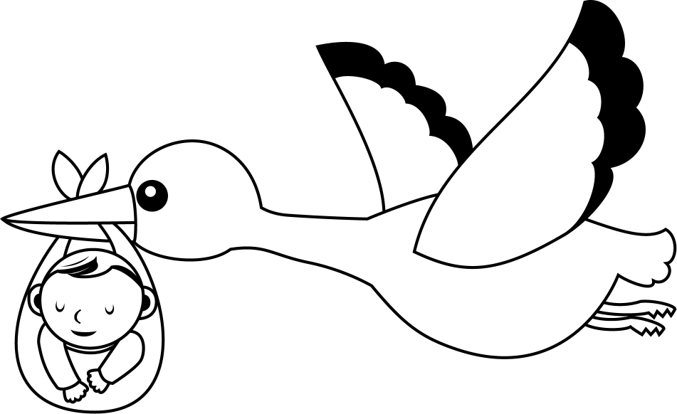 コウノトリ_双子_ピンクイラスト