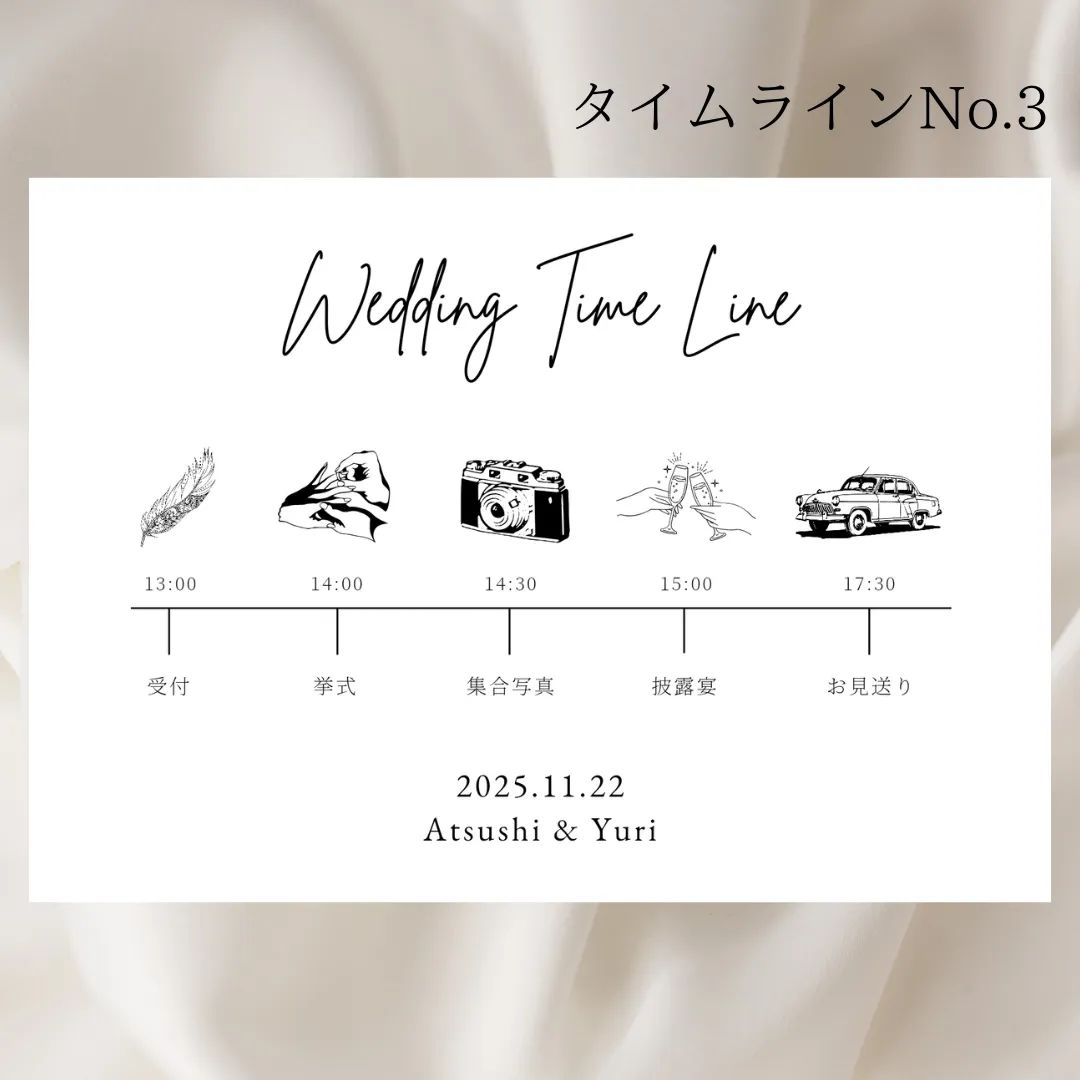 ￥33 はがきサイズ 結婚式タイムライン スケジュール案内 招待状 付箋 受付