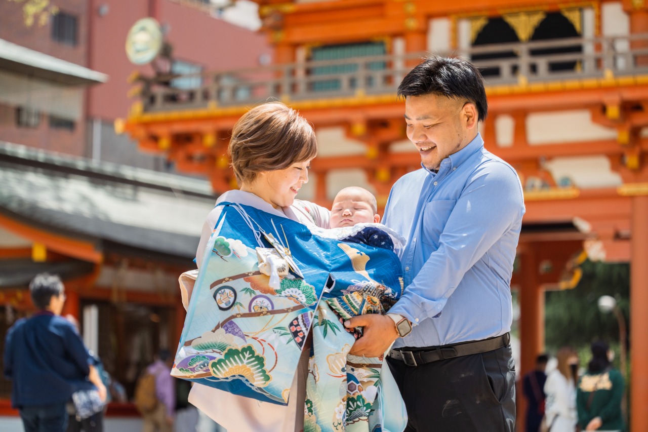 生田神社でお宮参りの写真撮影神戸でお食い初め