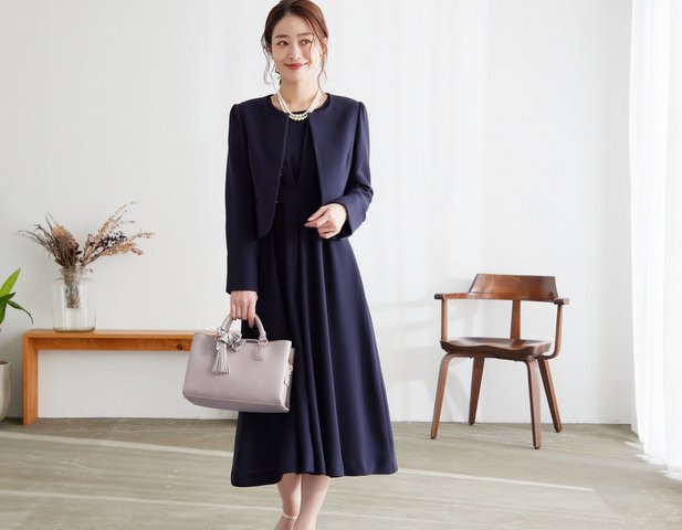 入学式 ママ ワンピース レース リボン ブラック CS-1701