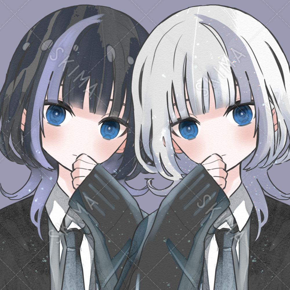 性格の異なる赤と黒の長い髪の美しい双子の女の子のイラストイラスト画像とPSDフリー素材透過の無料ダウンロード - Pngtree