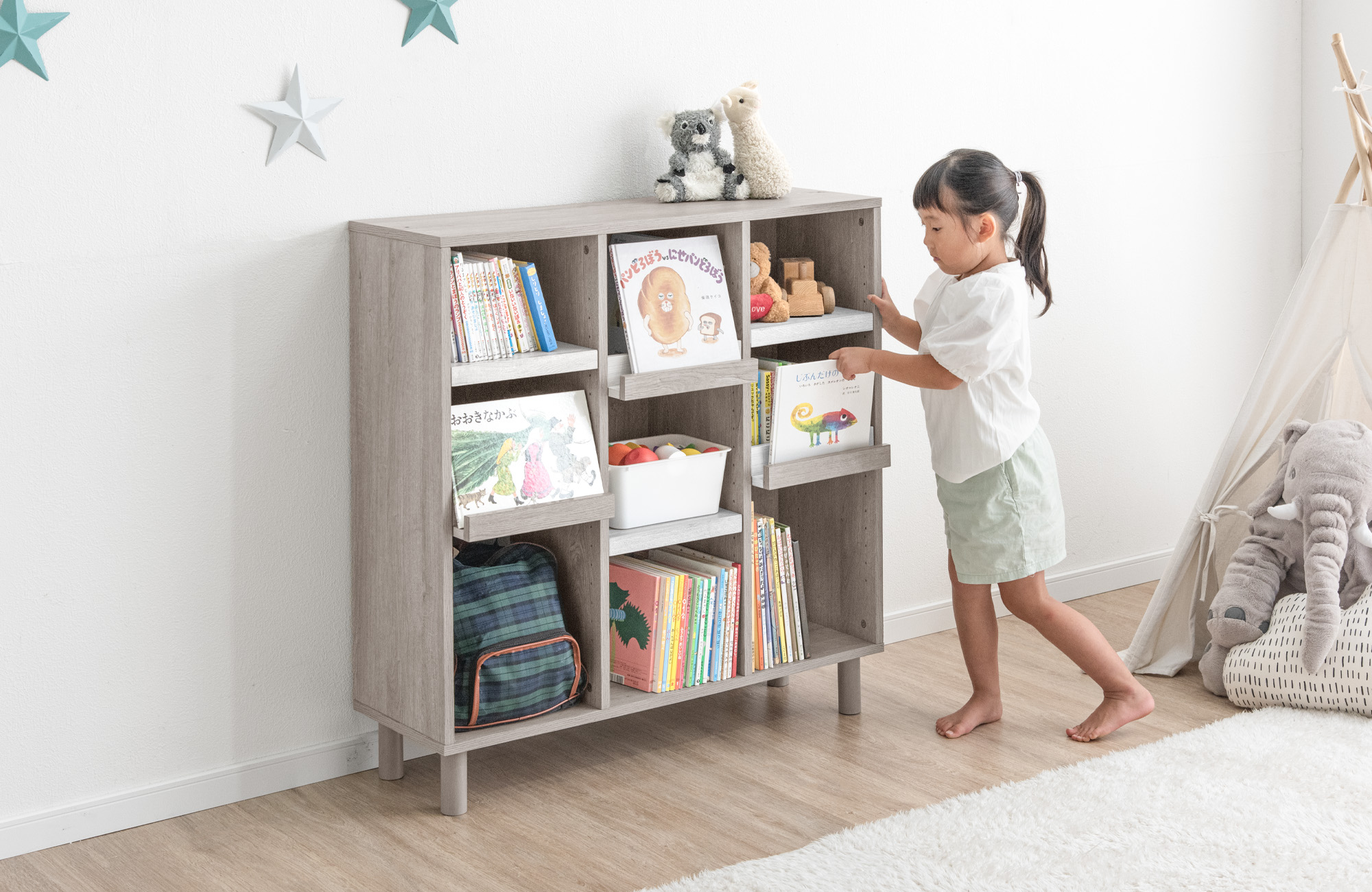 楽天市場 絵本棚 絵本収納 ブックラック マガジンラック オープンラック 子供部屋 子ども部屋収納 絵本 収納 木製 本棚 おもちゃ 収納 ラックキッズ おしゃれ 北欧 シンプル ナチュラル ホワイト 2way 組立簡単 並べる 重ねる 表紙が見える 表紙が見える絵本ラック