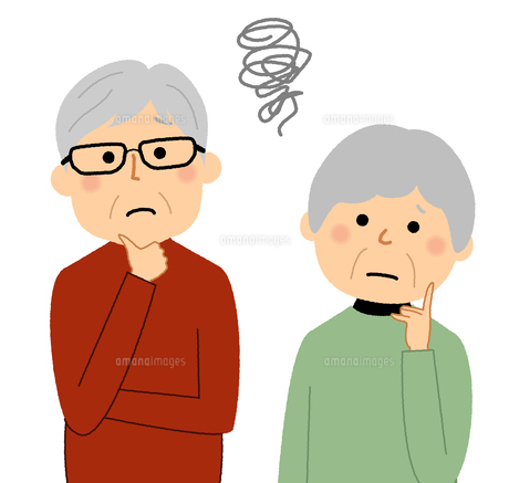 斜め上を見上げて微笑んでいる老夫婦のイラスト226471174- イメージマート