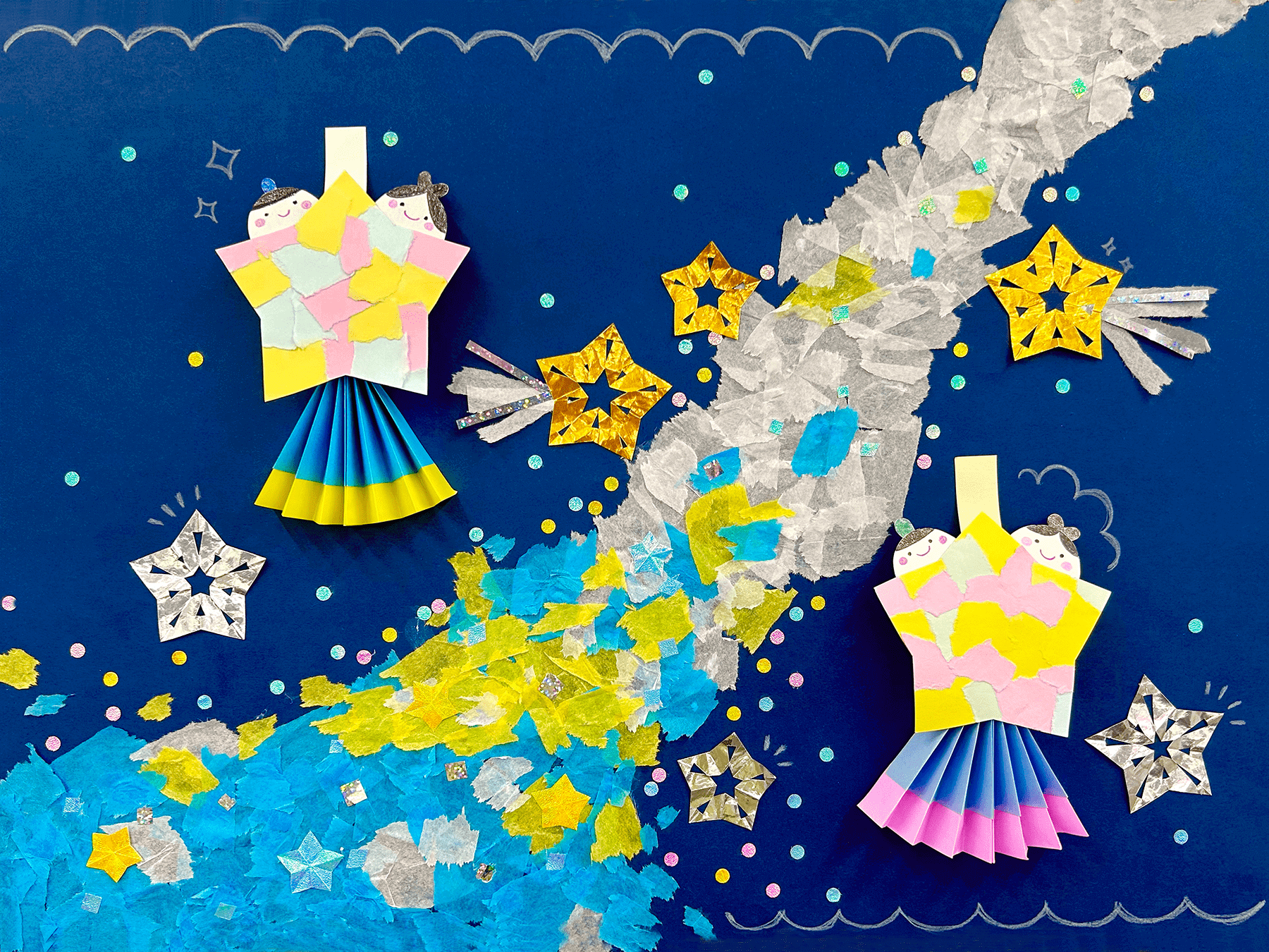 壁面飾り 7月 七夕 短冊 装飾 壁面 飾り 七夕飾り 幼稚園 保育園 介護施設 保育所 織姫 彦星 たなばた その他雑貨 のあ 通販15921611Creema クリーマ