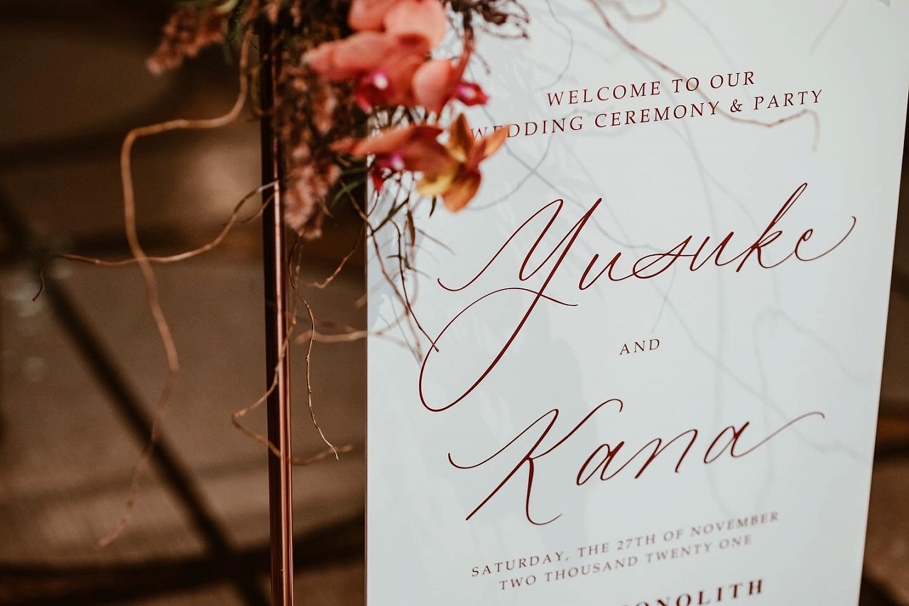 結婚式 ウェルカムボード ハート・赤花文字 祐