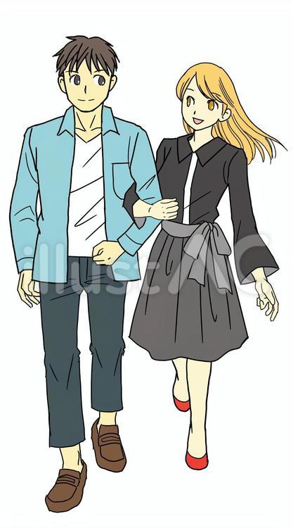 腕組みをして歩くカップルの写真素材24025339 毎月1点無料 フリー のストックフォト イメージマート