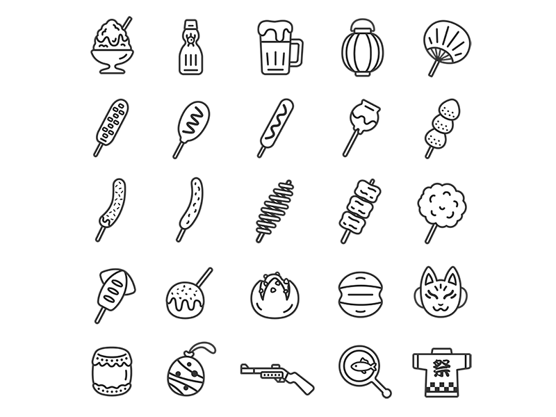 夏祭り 素材 アイコン セットのイラスト素材66233969- PIXTA