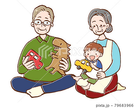 家族-孫と祖父母のイラスト素材FYI04113122ストックフォトの Qlean Market キュリンマーケット