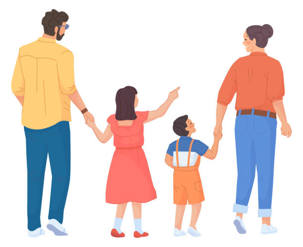手をつないで歩く親子 家族の後ろ姿 イラスト素材7282741- フォトライブラリ