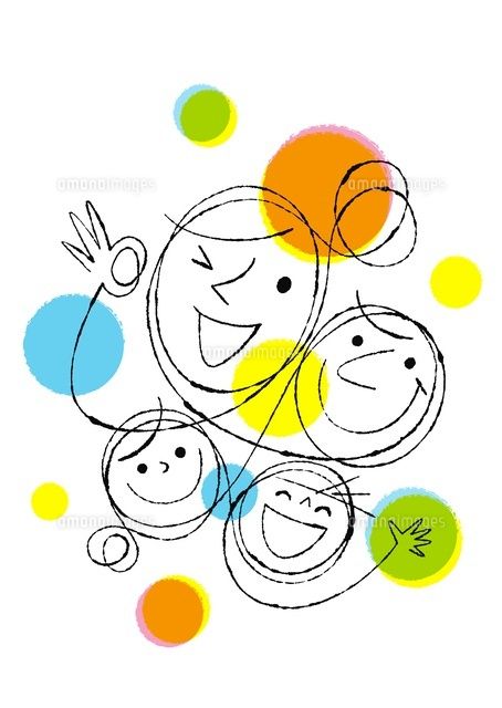 四人家族 全身 朝倉一家 ：イラスト無料