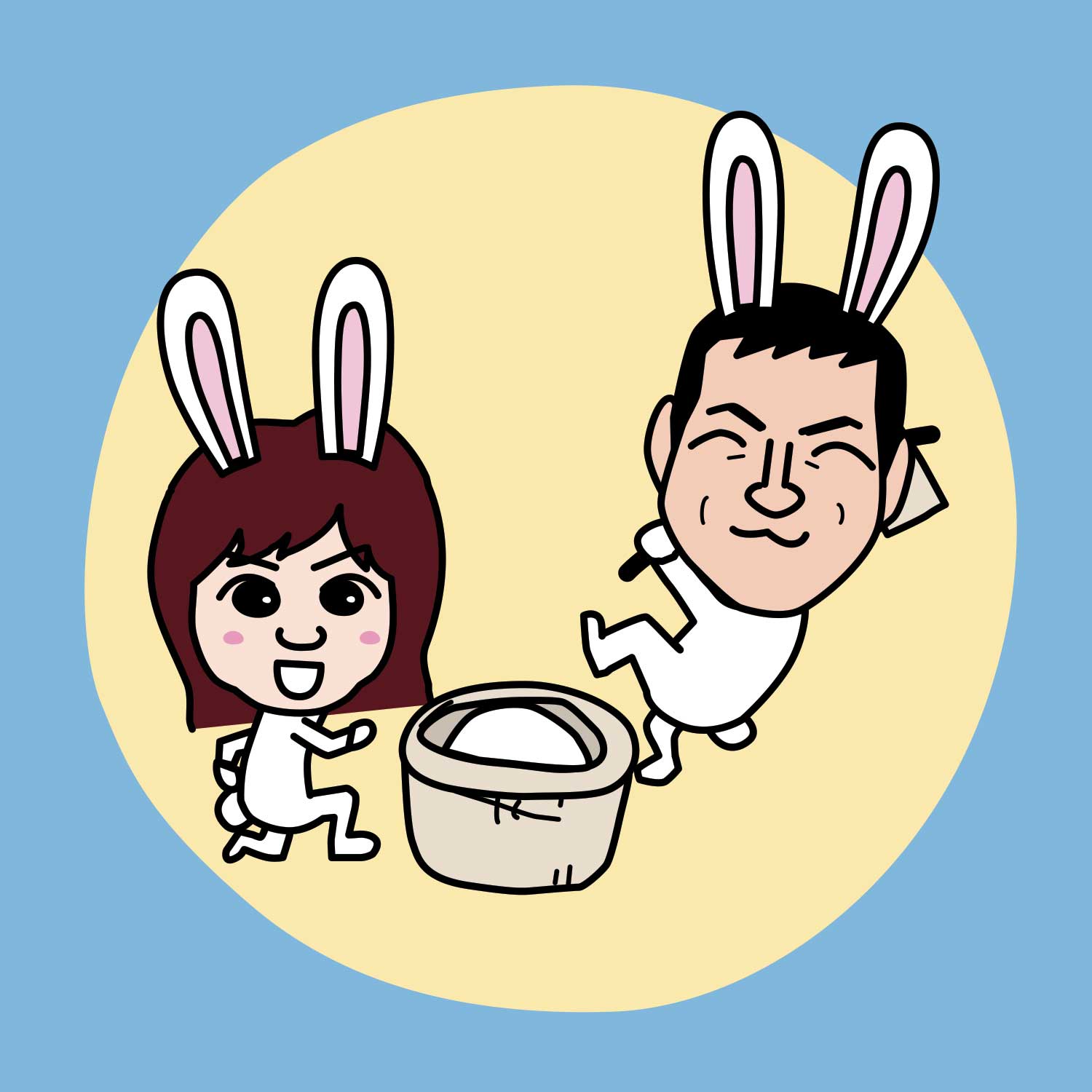 うさぎのイラスト入り年賀状！「謹賀新年」の文字入り・ピンクの背景がかわいいデザインでおすすめ！無料テンプレート無料の年賀状 素材TemplateBox