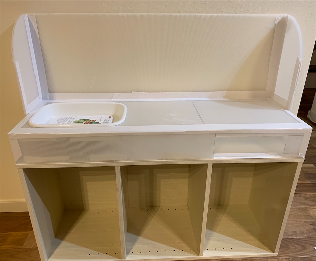 木材カットなし！ニトリのカラボ＋100均でおままごとキッチンを手作り猫と子育てと懸賞のある生活