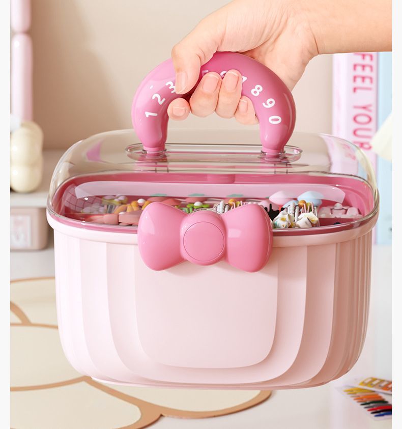 送料無料 アクセサリー収納ボックス 2段 ハート型 子供用 キッズ 女の子 鏡付き ミラー ヘアアクセサリー 小物入れ コンパクト型 髪飾り ヘアピンヘアゴム 収納ケース 持ち運び 整理 子ども 女児 ギフト プレゼント 贈り物Plus Nao