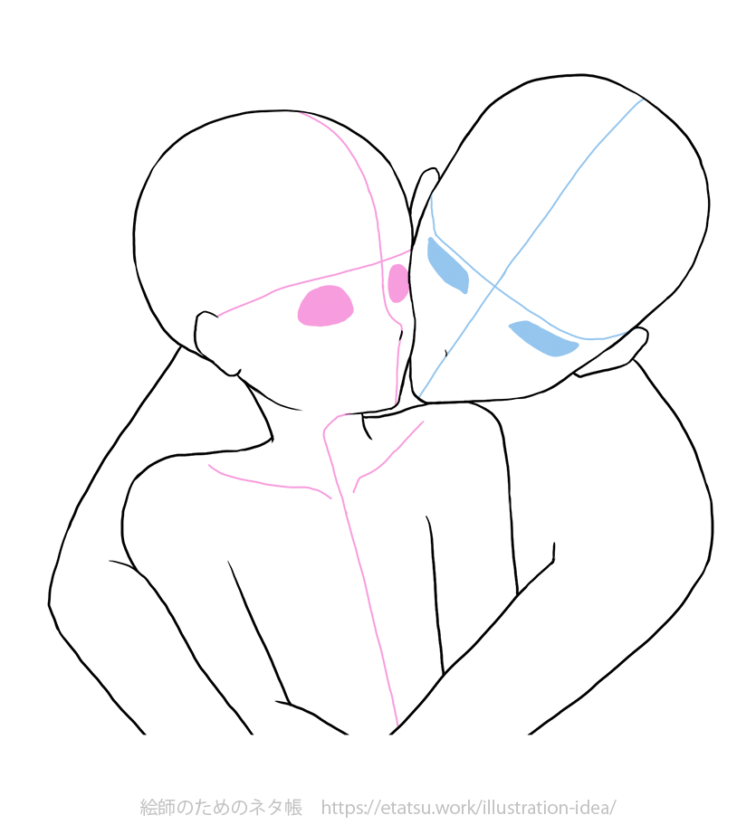 無料トレスフリー素材 推しカプ・BL構図『手ックス』イラストアイディア集 - ぶくたび