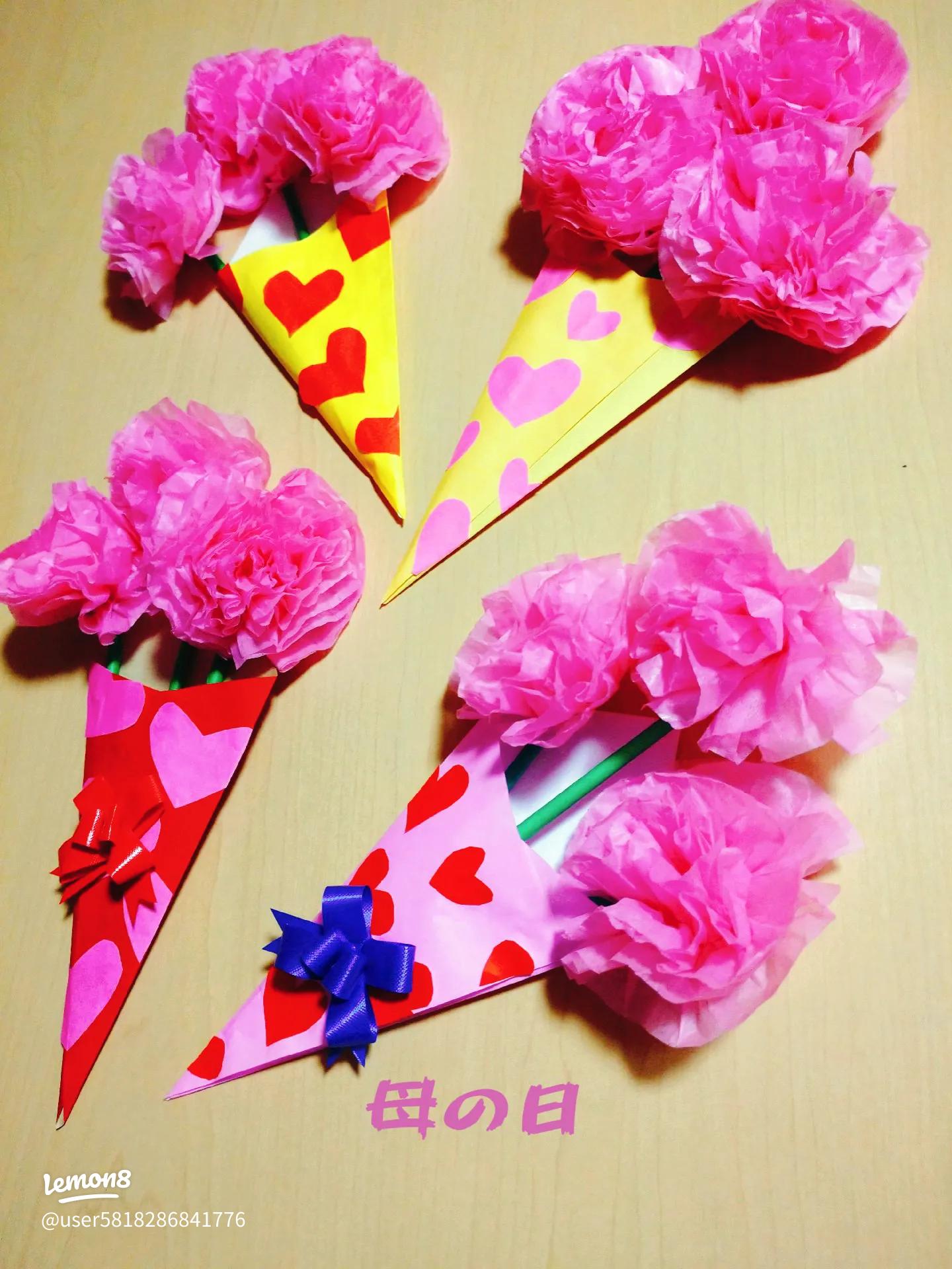 母の日折り紙 カーネーションと白くまのリースENJOY７のハンドメイドブログ