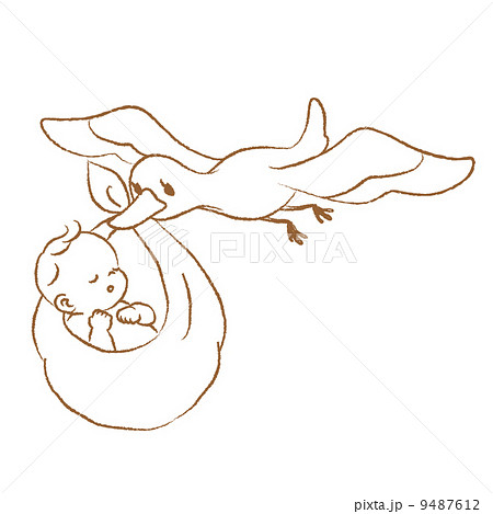 赤ちゃんとコウノトリ イラスト 無料