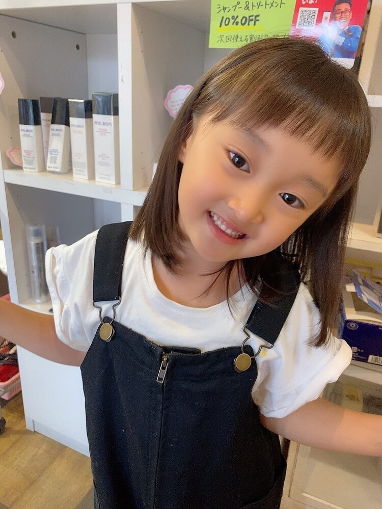 キッズカット◇アシメバングオン眉＿カジュアルナチュラル束感：L149070372ユアースペースサロンシー Your spacesalon.C のヘアスタイルホットペッパービューティ
