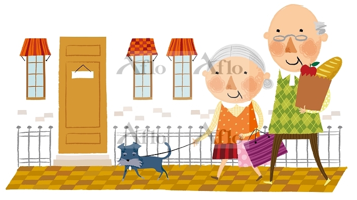 イラスト 本を読む老夫婦9238750 のイラスト素材 - アフロ