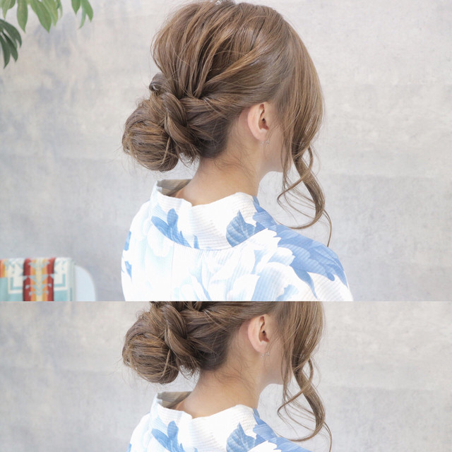 キッズヘアアレンジ 浴衣ヘア イベントヘア グルグル編み込みお団子ヘア Hair arrangement 头发安排 การจัดเรียงผม 헤어어레인지