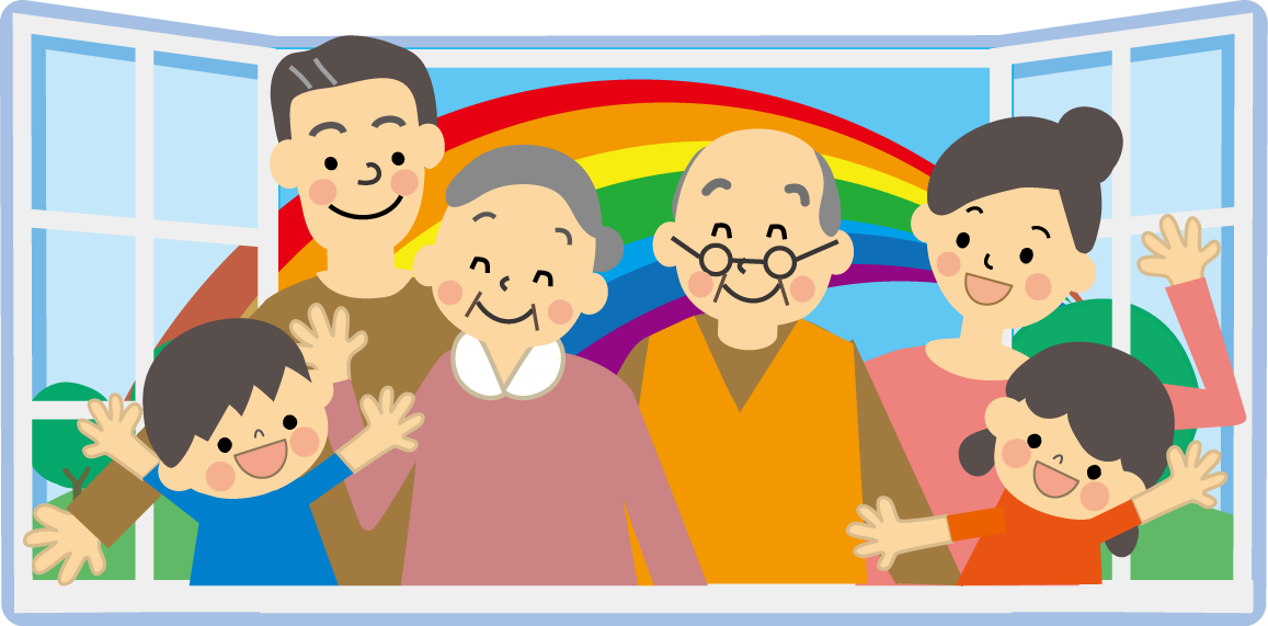 三世代家族のおしゃれでシンプルな線画イラスト フルカラーのイラスト素材73082820- PIXTA