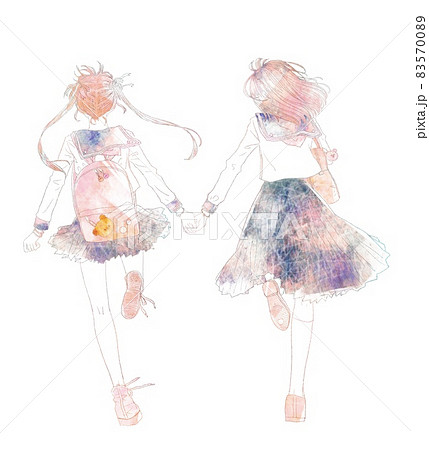 手を繋いで歩く親子、家族のイラスト216701184 毎月1点無料 フリー のストックフォト イメージマート