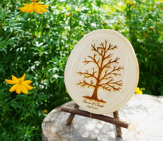 結婚式DIY 丸太プレートでウェディングツリーを作るのがおしゃれmarry マリー