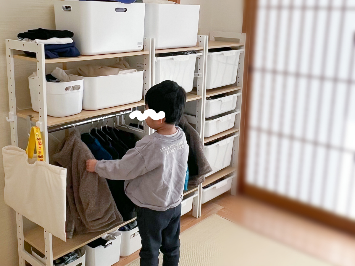 AOBOPO 多段抽屜付き収納ラック子供服・大人服・濃薄色衣類を分けて収納可能、洗面用品専用スペース完備、車輪付きで移動自在、白系 ニトリ 子供服収納のアイデア・おすすめ商品・おしゃれな実例RoomClip ルームクリップ