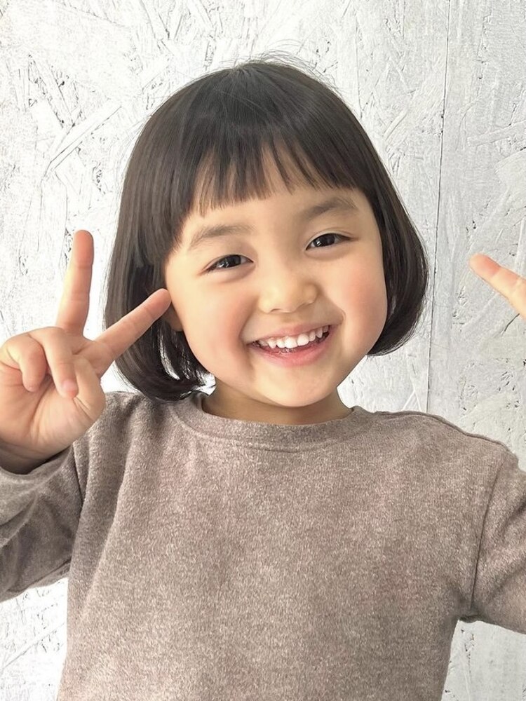 キッズカット☆オン眉前髪が可愛い内巻きボブ：L156362037ザヘアメイクシェア THE -HAIR MAKESHARE- のヘアスタイルホットペッパービューティ