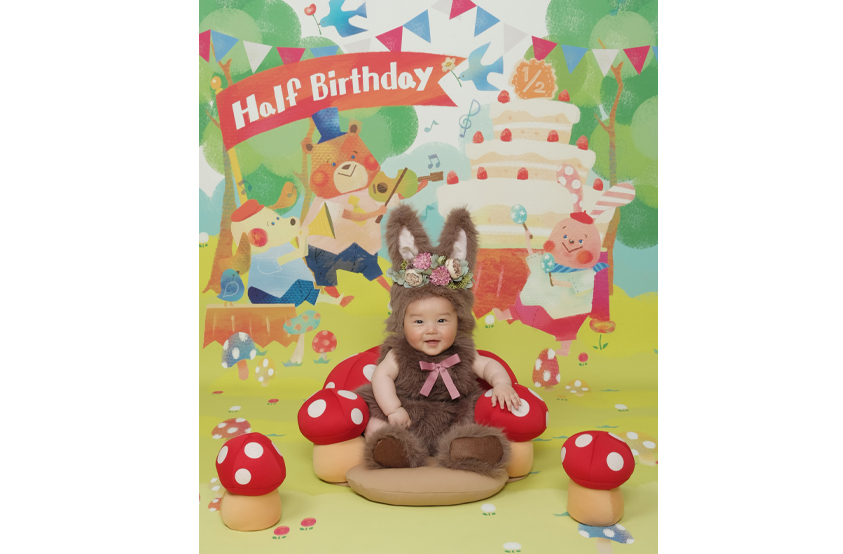 スタジオアリスでのハーフバースデー撮影