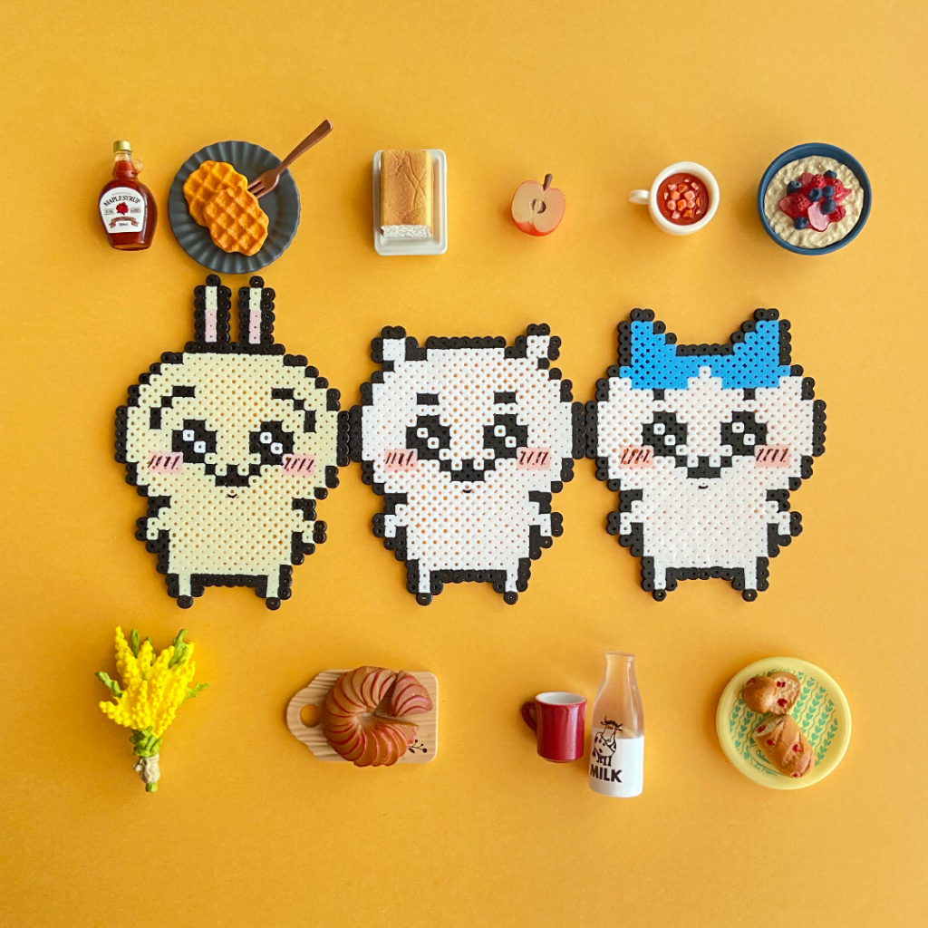 ダイソー アイロンビーズでちいかわキーホルダー♡