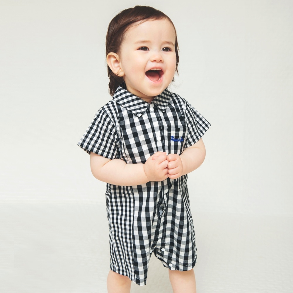 ギンガムチェックリボンシャツセット 80㎝~140㎝ベビーのセットアップ 男の子 ベビー服・新生児服の通販 Amber mimi