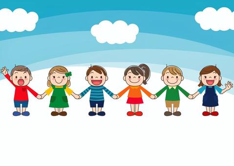 手をつなぐイラストレイン🚂 - イラスト無料素材