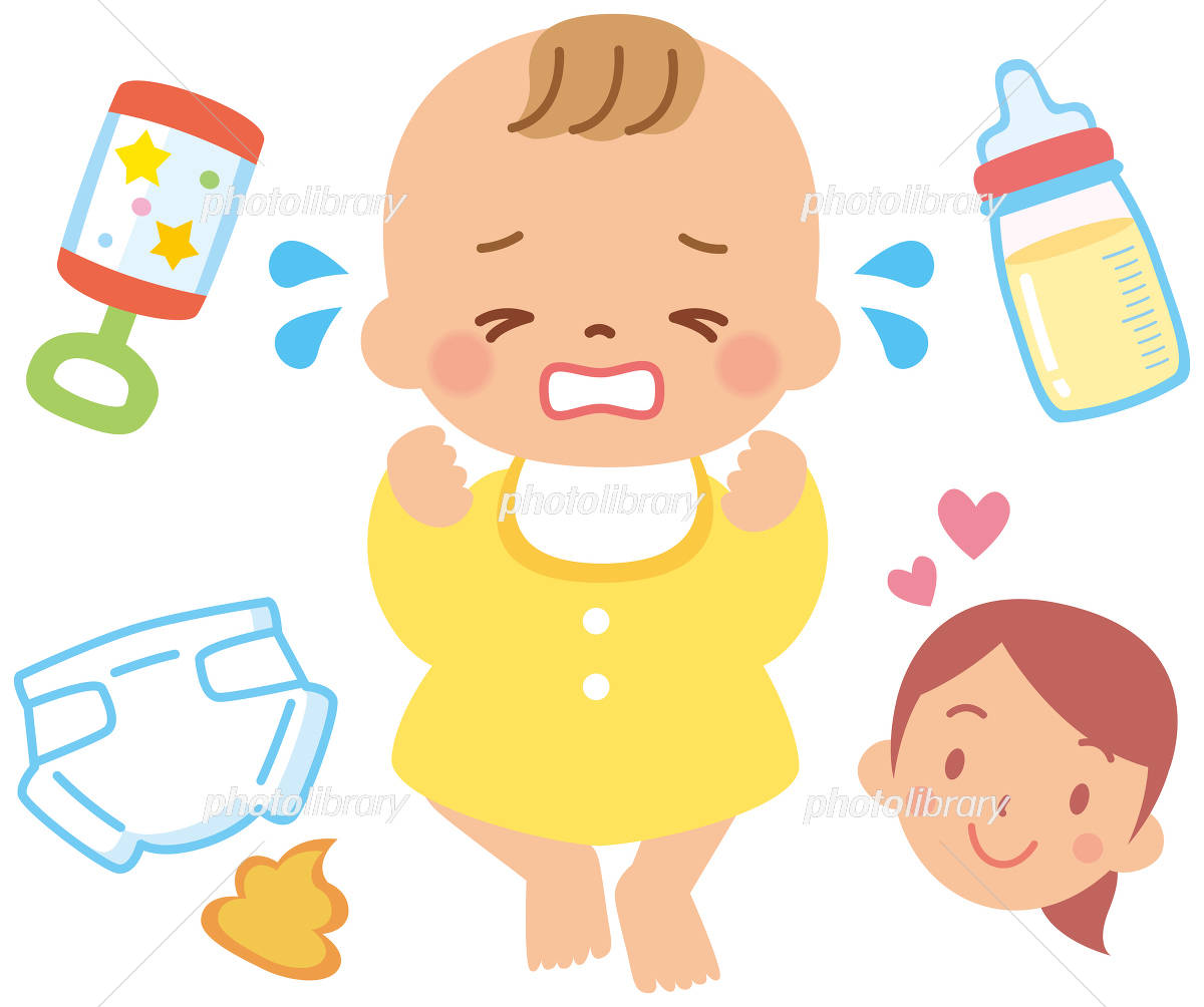 泣く赤ちゃんをあやす女性のフリーイラストフリーイラスト・クラシック フリクラ