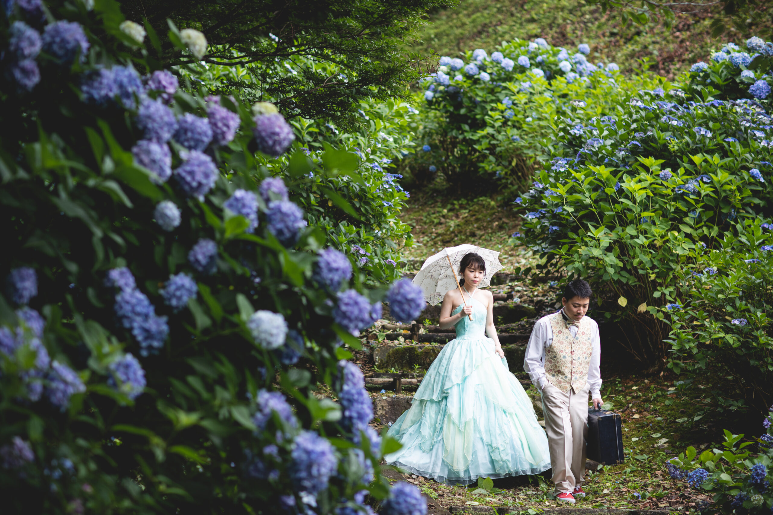 ヘッドドレス 花 ウェディング ウェディング 紫陽花 フラウ
