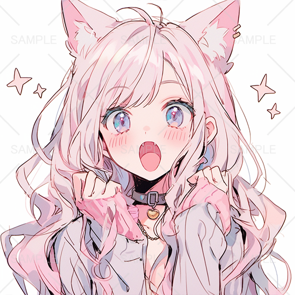 アイコン ピンク髪の女の子 1点限定 ※背景透過有り イラスト全般 つなぐ