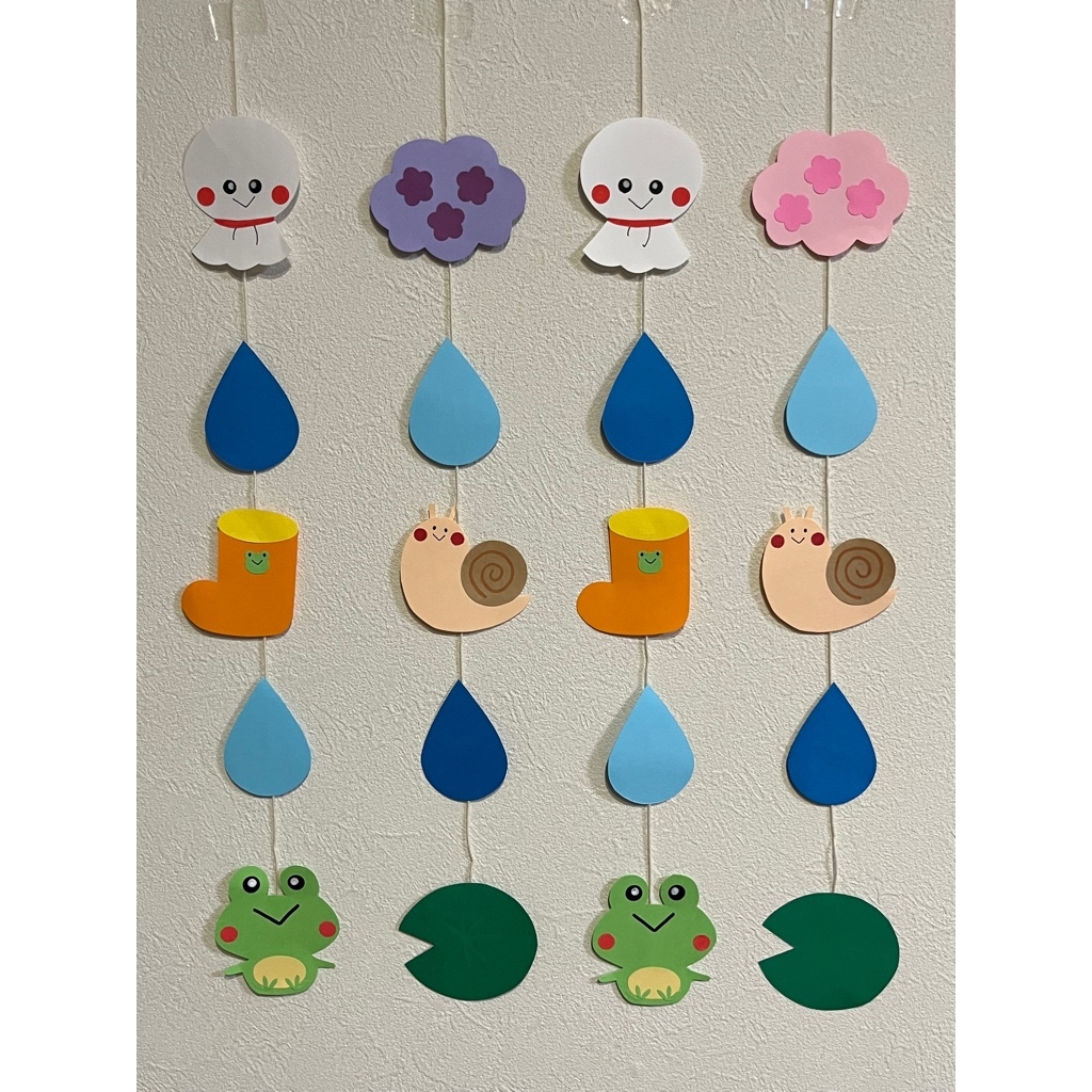 GWもお仕事してる人えらい 🥺てるてる坊主梅雨壁面6月壁面画用紙で作ってみた保育保育学生保育士の卵保育園ちょきぺた次は傘 のつくりかた