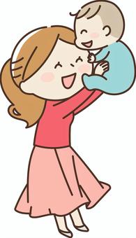 青空の下 赤ちゃんを高い高いをしてあやすお母さん 写真素材6056237- フォトライブラリ