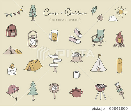 親子とキャンプグッズと料理イラスト イラスト素材6611721- フォトライブラリ