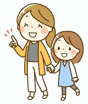 家族で楽しむガーデニング水やりイラスト：手描きイラスト可愛い女の子と親子の笑顔