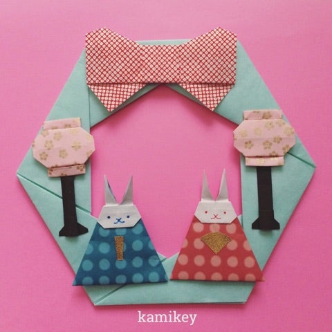 カミキィ折り紙 夏のリース飾り４ 夏祭りデート