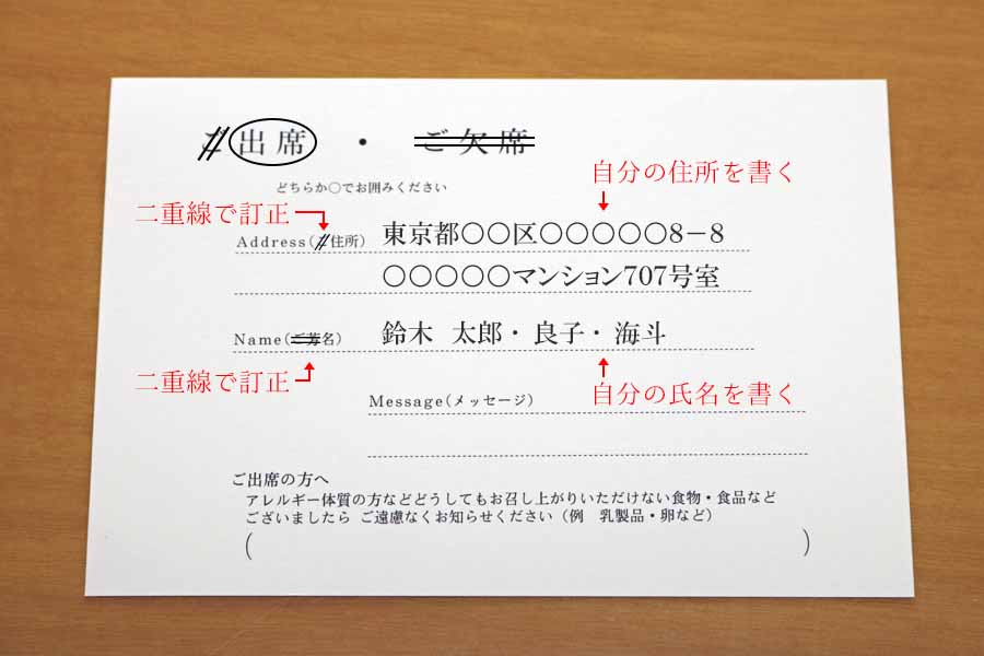結婚式招待状に同封する返信はがきの書き方ウェディングペーパーアイテムの通販サイトならいっぽ